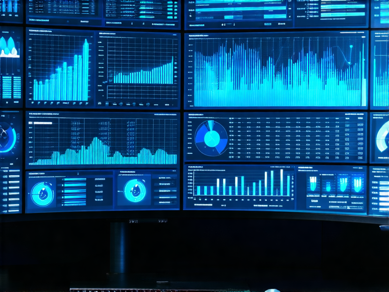 Dashboard de análisis de datos en monitor ultrawide